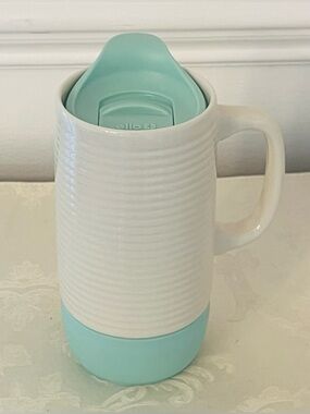 Ello Jane 18oz Teal Ceramic Travel Mug with Splash Resistant Lid and Handle-NWOB